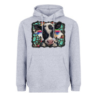Heather Grey western background turquoises gemstones black and white baby cow Heavyweight Hoodie - BarkalooDesign