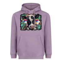 Lavender western background turquoises gemstones black and white baby cow Heavyweight Hoodie - BarkalooDesign