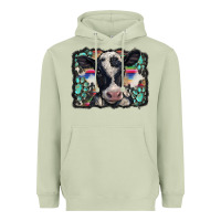 Matcha western background turquoises gemstones black and white baby cow Heavyweight Hoodie - BarkalooDesign