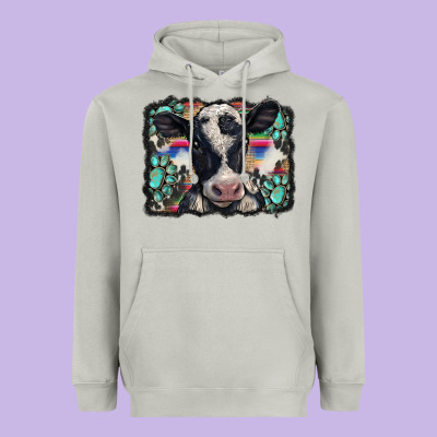 Western Background Turquoises Gemstones Black And White Baby Cow Heavyweight Hoodie Designed By Barkaloodesign