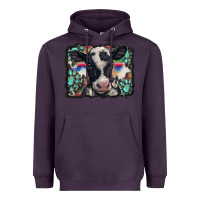 Plum western background turquoises gemstones black and white baby cow Heavyweight Hoodie - BarkalooDesign