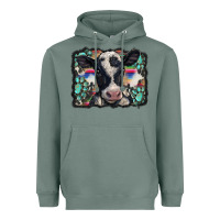 Sage western background turquoises gemstones black and white baby cow Heavyweight Hoodie - BarkalooDesign