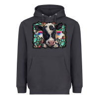 Smoke western background turquoises gemstones black and white baby cow Heavyweight Hoodie - BarkalooDesign