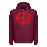 Burgundy Mens Crusader Knight  Knights Templar Cross T  Badge Premium Hoodie - longCreatives