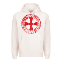 Pale Pink Mens Crusader Knight  Knights Templar Cross T  Badge Premium Hoodie - longCreatives