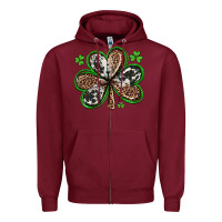 Burgundy western st patricks day shamrocks Zipper Hoodie - Artiststas