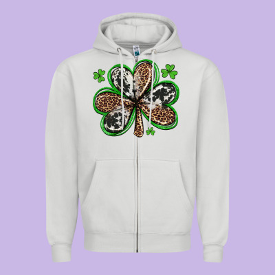Western St Patricks Day Shamrocks Zipper Hoodie Designed By Artiststas