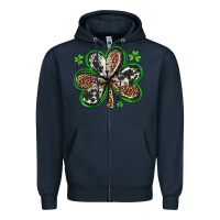 Navy western st patricks day shamrocks Zipper Hoodie - Artiststas