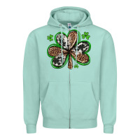 Seafoam western st patricks day shamrocks Zipper Hoodie - Artiststas