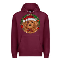 Burgundy Christmas Toy Poodle Premium Hoodie - RanaPortraitStore