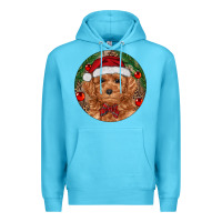 Ocean Blue Christmas Toy Poodle Premium Hoodie - RanaPortraitStore