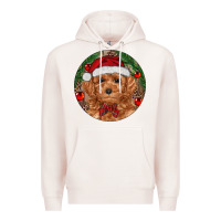 Pale Pink Christmas Toy Poodle Premium Hoodie - RanaPortraitStore