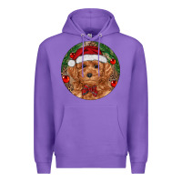 Purple Christmas Toy Poodle Premium Hoodie - RanaPortraitStore