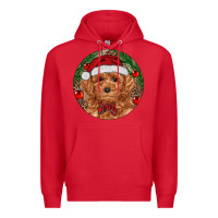 Red Christmas Toy Poodle Premium Hoodie - RanaPortraitStore