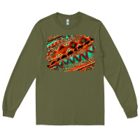 Army Green western aztec background pattern Long Sleeve Tee - OliviaCreatesArt