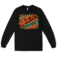 Black western aztec background pattern Long Sleeve Tee - OliviaCreatesArt