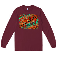 Burgundy western aztec background pattern Long Sleeve Tee - OliviaCreatesArt