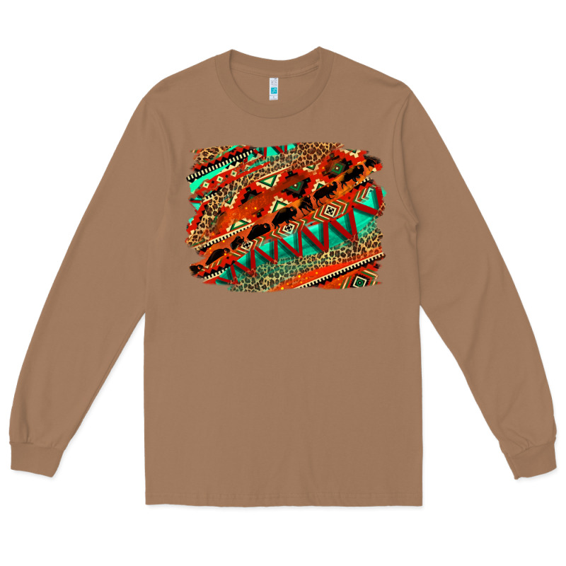 Western Aztec Background Pattern Long Sleeve Tee by OliviaCreatesArt | Teevron