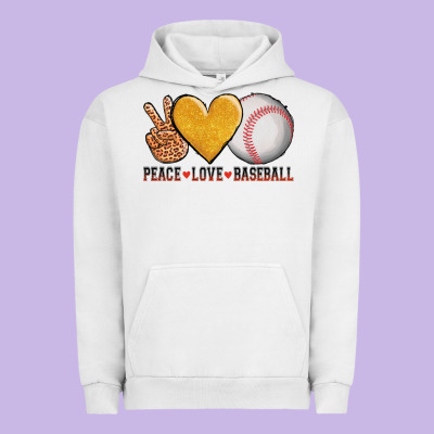Peace Love Baseball Urban Hoodie Designed By Adodesignshop