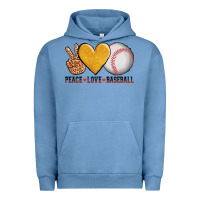 Pigment Pebble Blue peace love baseball Urban Hoodie - AdoDesignShop