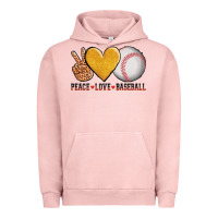 Pigment Salmon peace love baseball Urban Hoodie - AdoDesignShop
