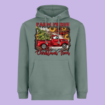 Farm Fresh Christmas Trees Heavyweight Hoodie Designed By Barkaloodesign