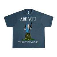 Midnight Navy Are You Threatening Me Funny Cartoon Halloween Urban Heavy Tee - longCreatives