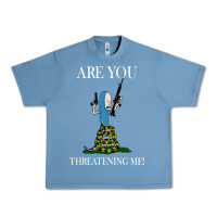 Pebble Blue Are You Threatening Me Funny Cartoon Halloween Urban Heavy Tee - longCreatives