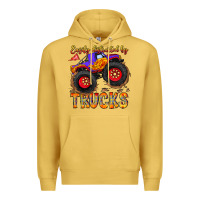 Antique Gold Easily Distracted By Trucks Premium Hoodie - CowhideDigitalArt