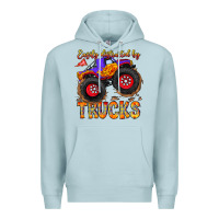 Blue Mist Easily Distracted By Trucks Premium Hoodie - CowhideDigitalArt