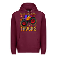 Burgundy Easily Distracted By Trucks Premium Hoodie - CowhideDigitalArt