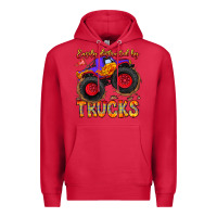 Cardinal Easily Distracted By Trucks Premium Hoodie - CowhideDigitalArt