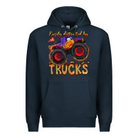 Navy Easily Distracted By Trucks Premium Hoodie - CowhideDigitalArt