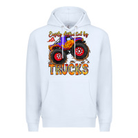 White Easily Distracted By Trucks Premium Hoodie - CowhideDigitalArt