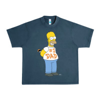 Midnight Navy The Simpsons Homer Number 1 Dad Father's Day V2 Urban Heavy Tee - longCreatives