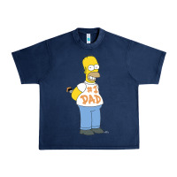 Navy The Simpsons Homer Number 1 Dad Father's Day V2 Urban Heavy Tee - longCreatives
