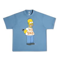 Pebble Blue The Simpsons Homer Number 1 Dad Father's Day V2 Urban Heavy Tee - longCreatives