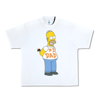 White The Simpsons Homer Number 1 Dad Father's Day V2 Urban Heavy Tee - longCreatives