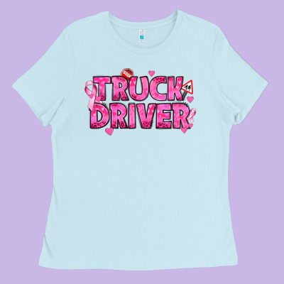 Breast Cancer Truck Driver Ladies Tee Designed By Texasbilliewilder