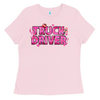 Bubblegum Pink Breast Cancer truck driver Ladies Tee - texasbilliewilder