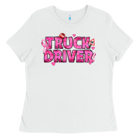 White Breast Cancer truck driver Ladies Tee - texasbilliewilder