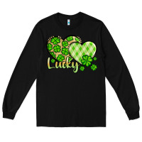 Black St. Patrick's Lucky hearts Long Sleeve Tee - OliviaCreatesArt