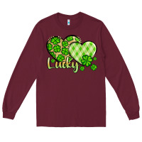 Burgundy St. Patrick's Lucky hearts Long Sleeve Tee - OliviaCreatesArt