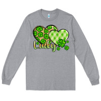 Heather Grey St. Patrick's Lucky hearts Long Sleeve Tee - OliviaCreatesArt