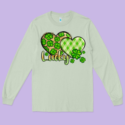 St. Patrick's Lucky Hearts Long Sleeve Tee Designed By Oliviacreatesart