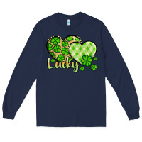 Navy St. Patrick's Lucky hearts Long Sleeve Tee - OliviaCreatesArt