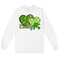 White St. Patrick's Lucky hearts Long Sleeve Tee - OliviaCreatesArt