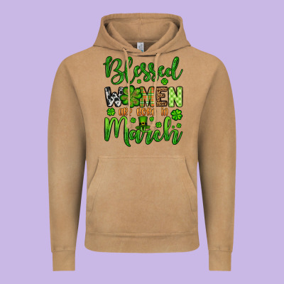 St. Patrick's Blessed Women Are Born In March Vintage Hoodie Designed By Oliviacreatesart