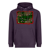 Plum christmas green plaid background Heavyweight Hoodie - BarkalooDesign