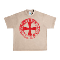 French Oak Mens Crusader Knight  Knights Templar Cross T  Badge Urban Heavy Tee - longCreatives